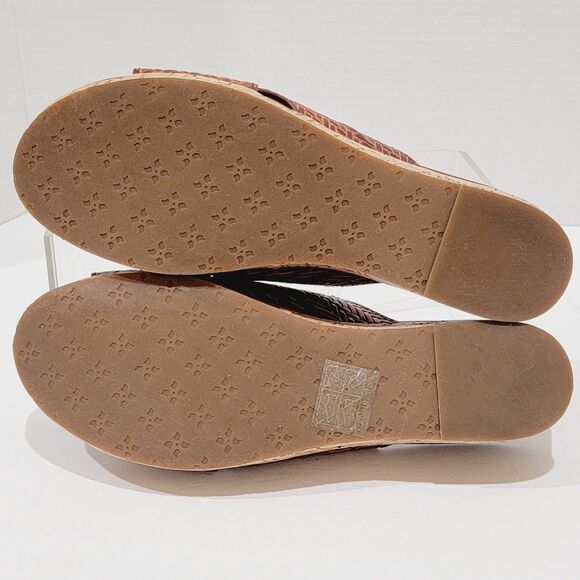 Patricia Nash Sandals Womens Size 8.5 M Luca Leather Slide Wedge Cognac Heels - Picture 13 of 16